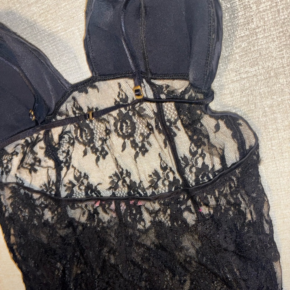 Victoria’s Secret Medium Very Sexy Black Lace Babydoll Lingerie Nightie Dress - Picture 5 of 7